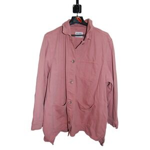 Women's Denim Coat Old Navy Workwear Shacket Pink Long Jean Jacket 2XL Plus size